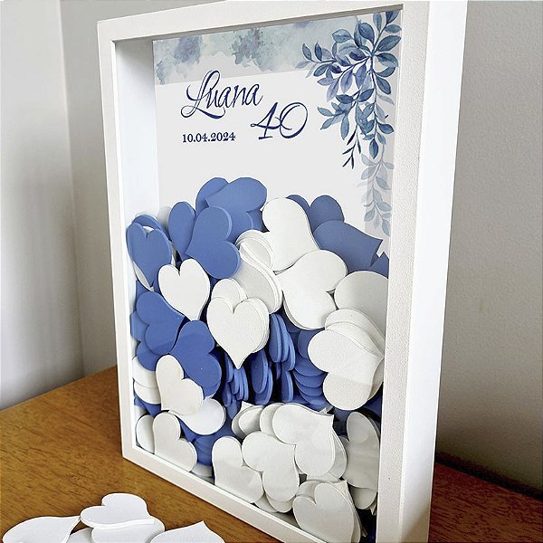 Quadro de Assinaturas para aniversário - folhagem azul