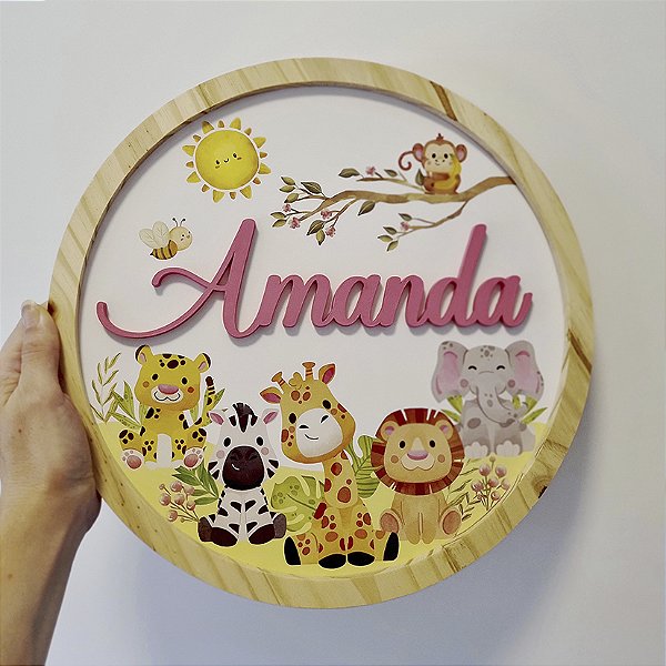 Placa para Porta de Maternidade ou Decorativa - tema Safari (opção para menina e para menino)