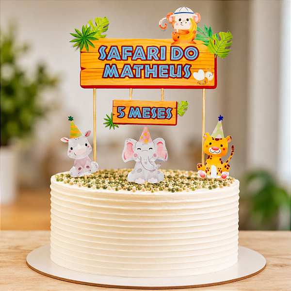 Topo para Bolo Safari (opção para menino e para menina)