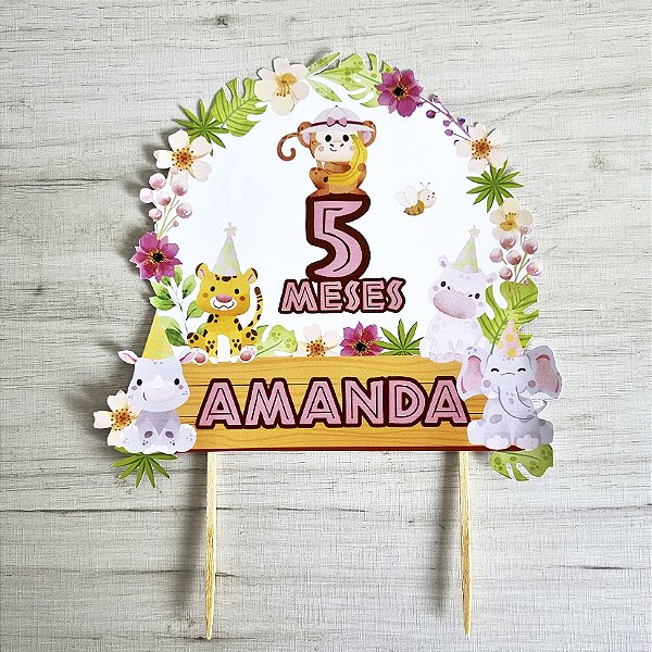 Topo para Bolo Safari (opção para menino e para menina)