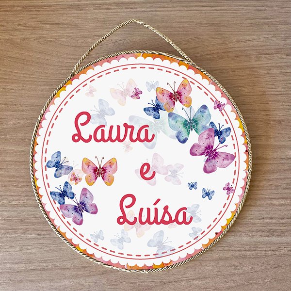 Placa para Porta da Maternidade tema Borboletas - 25 cm
