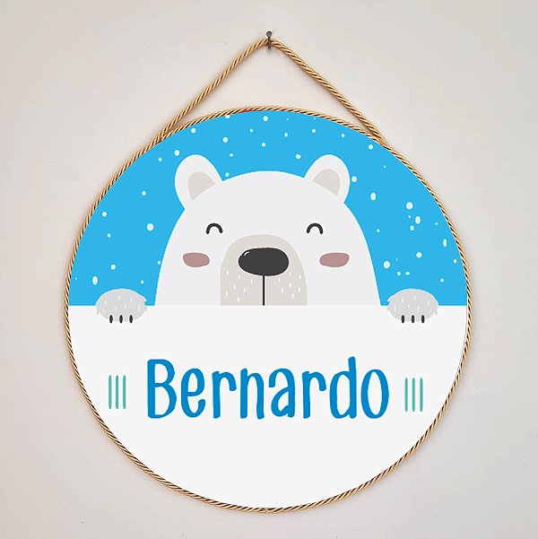 Placa para Porta da Maternidade tema Urso Polar - 25 cm