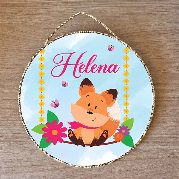 Placa para Porta da Maternidade tema Raposa - 25 cm