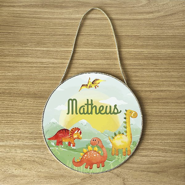 Placa para Porta da Maternidade tema Dinossauro