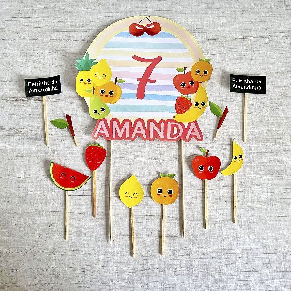 Kit para Festa Tema Frutas / Feirinha - topo de Bolo e Doces (opção para menino e para menina)