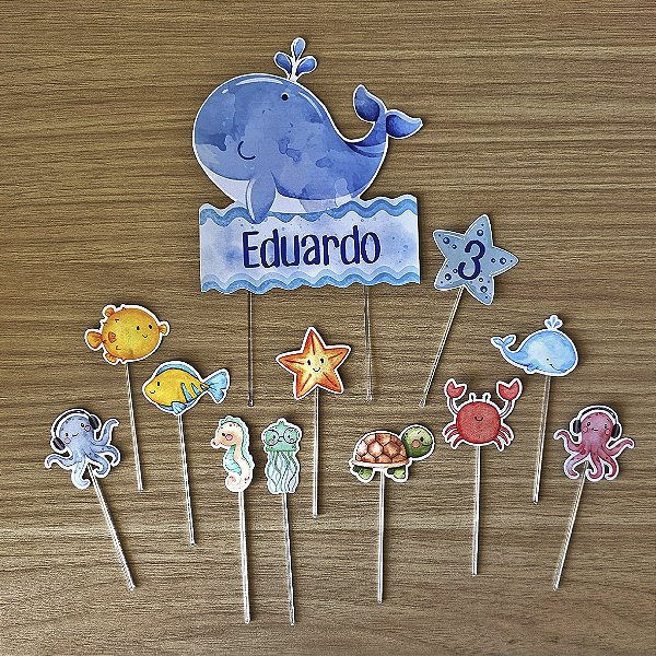 Kit para Festa Tema Fundo do Mar - topo de Bolo e Doces (opção para menino e para menina)