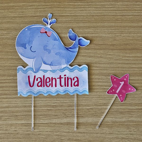 Topo para Bolo Fundo do Mar (opção para menino e para menina)