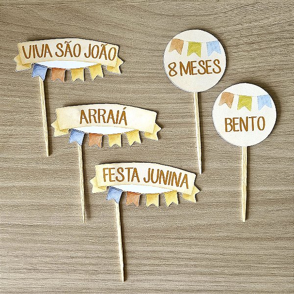 Topo para Docinhos no tema Festa Junina  - plaquinhas (com 5 Unidades)