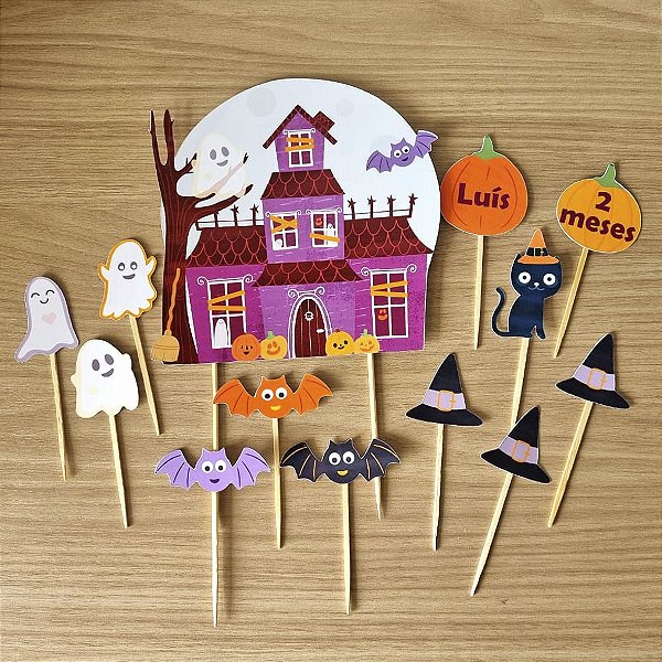 Kit para Festa Tema Halloween (topo de Bolo e de Docinhos)