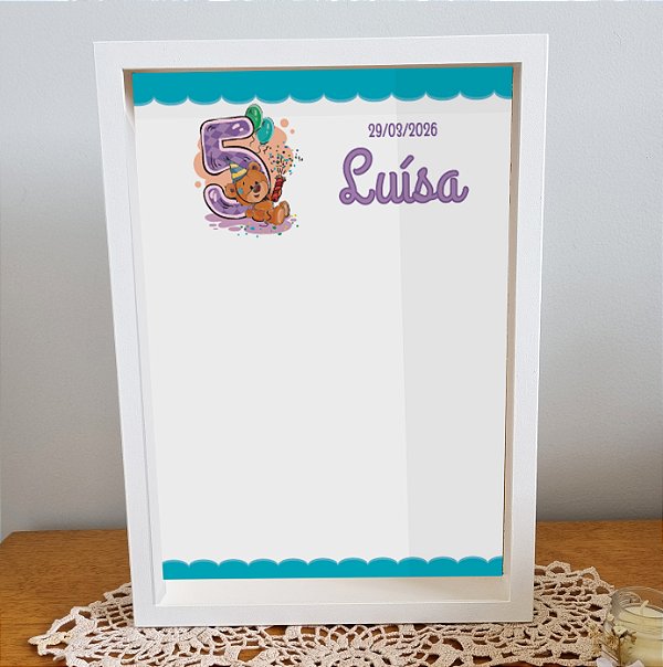 Quadro de Assinaturas Aniversário Infantil - ursinho (opção para menina e para menino)