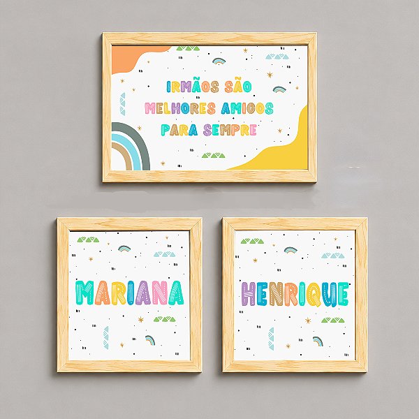 Kit de Quadros de Irmãos - colorido estilo escandinavo