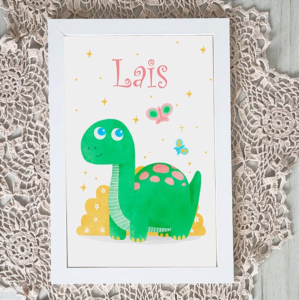 Quadro Infantil Decorativo Dinossauro Aquarelado