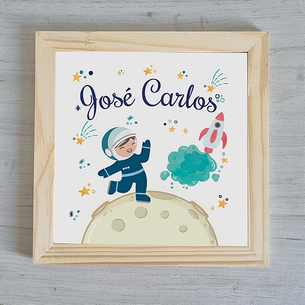 Quadro Decorativo Infantil Astronauta e Lua