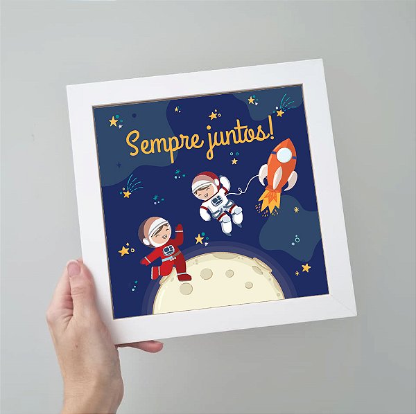 Quadro Infantil para irmãos tema Astronautas