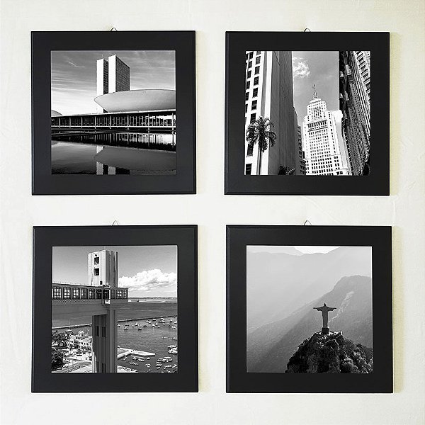 Kit com 4 Quadros Decorativos tema Cidades Brasileiras