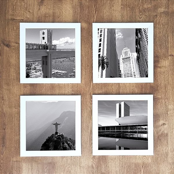 Kit com 4 Quadros Decorativos tema Cidades Brasileiras