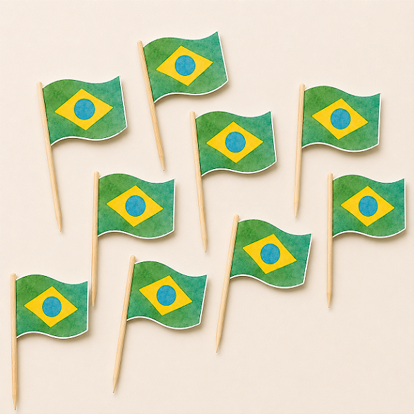 Topper de Docinhos Bandeiras do Brasil - Copa do Mundo (com 10 unidades)