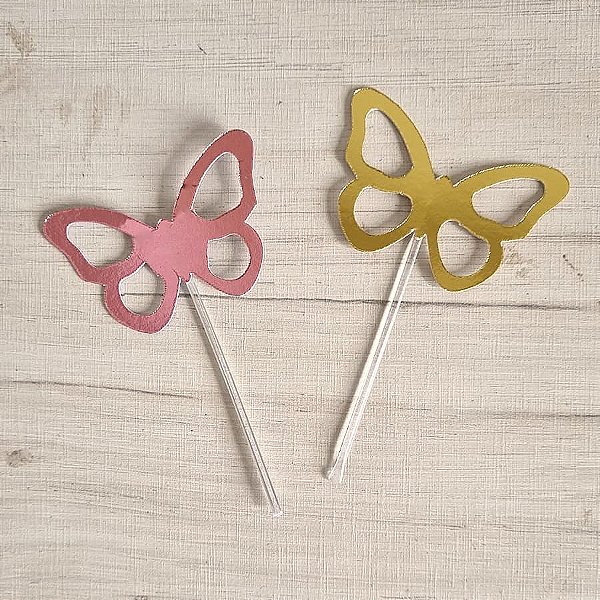Topo para Docinhos e Bolo Borboletas (kit cor de rosa e/ou dourada espelhada)