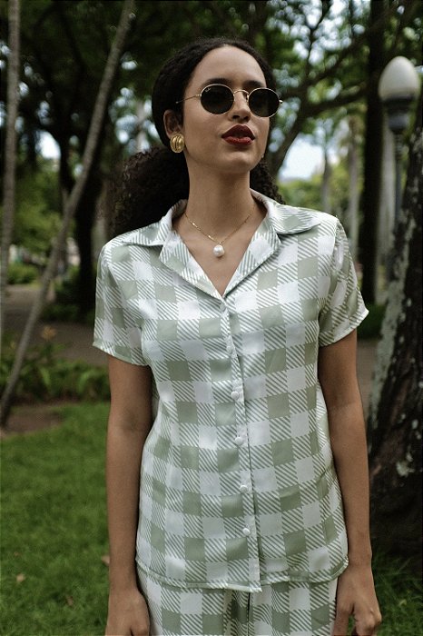 Camisa xadrez oliva