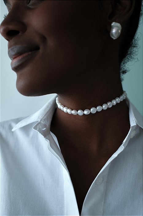 Choker de pérolas naturais