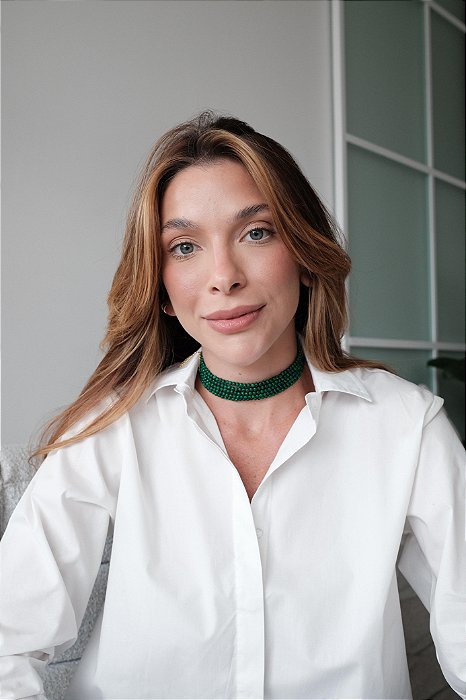 Choker 5 voltas malaquita