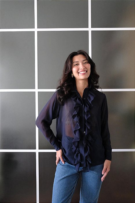 Camisa babados chiffon