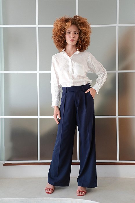 Calça wide navy