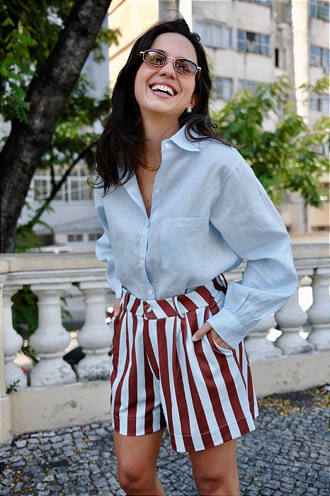 Camisa puro linho azul