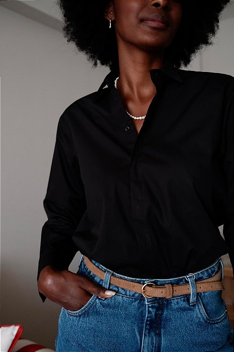 Camisa de algodão preta