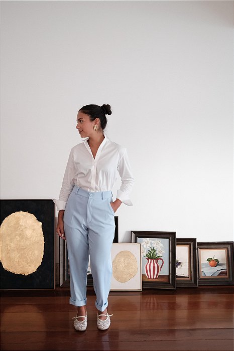 Calça elástico celeste