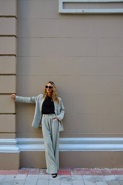 Calça wide chá verde
