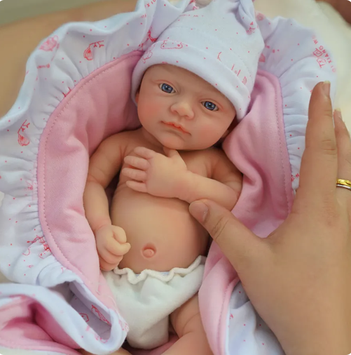 12.6inch Whole Body Soft Solid Silicone Bebe Reborn Girl With Genesis Oil  Painted Handmade Can Bath And Shower Lifelike Realistic Newborn Baby Girl Fo