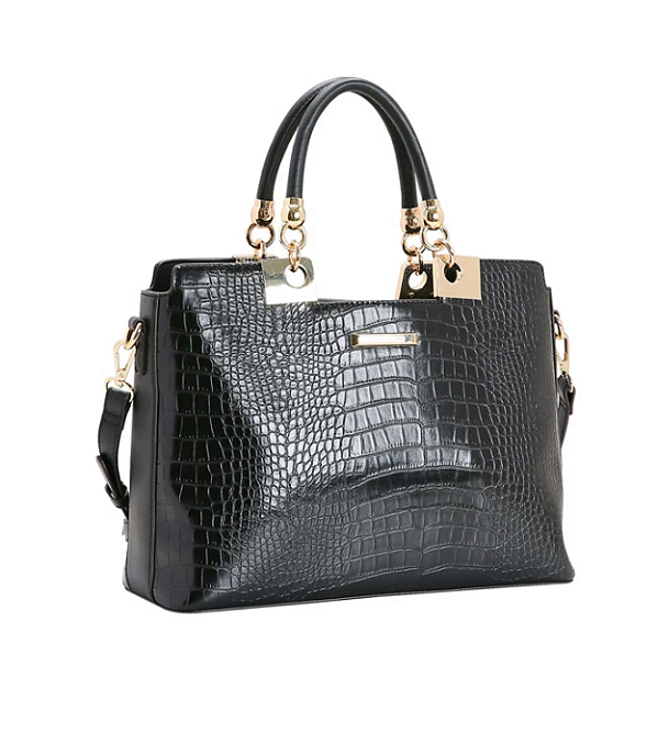 BOLSA CHENSON PRETO CROCO VERNIZ REF CG83974