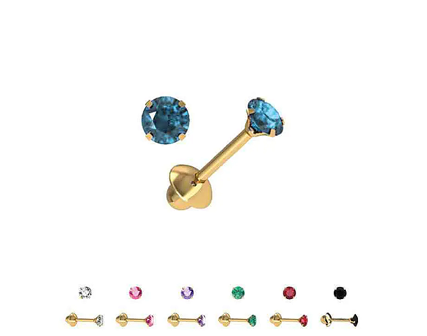BRINCO 0,35G SOLITARIO PEDRA AZUL ESCURO 3,5MM