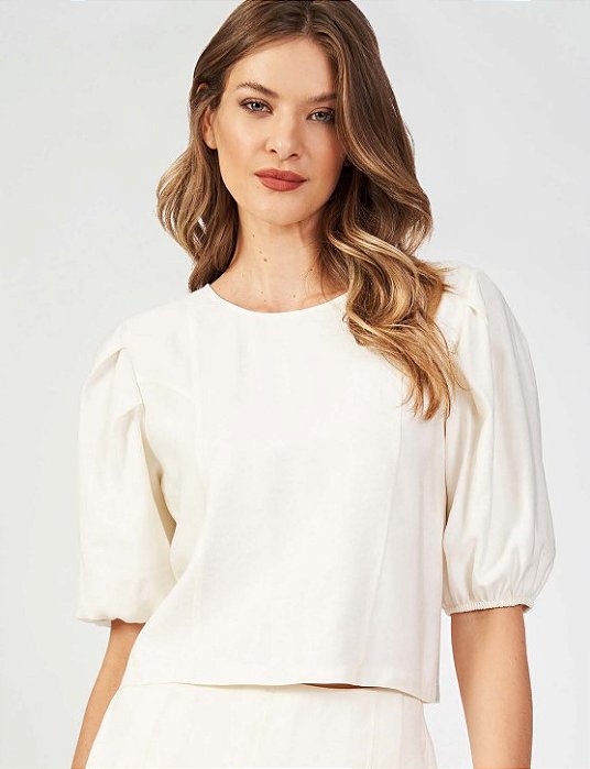 BLUSA FASHION ACOSTAMENTO MC FENDA TRASEIRA OFF WHITE 38