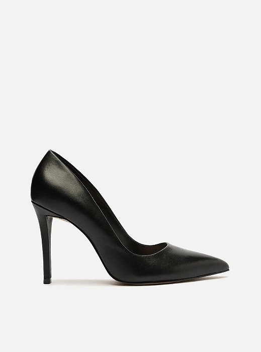 SCARPIN AREZZO COURO BICO FINO PRETO A12754
