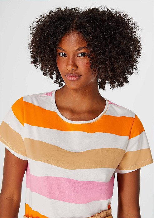 BLUSA FEM HERING MC LISTRADA OFF WHITE G