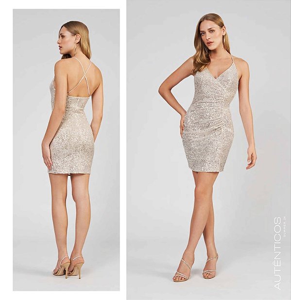 VESTIDO CELEBRATION ACOSTAMENTO PAETE OFF WHITE C/ SILVER 40