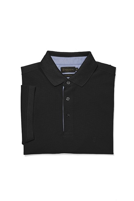 POLO INDIVIDUAL MC PIMA COTTON BASICA COMFORT FIT - G - PRETO