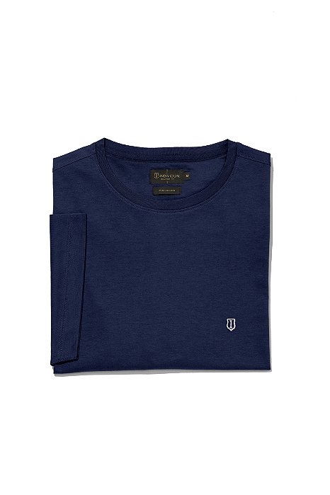 T SHIRT MC INDIVIDUAL PIMA COTTON DC BASICA SLIM FIT - AZUL MARINHO