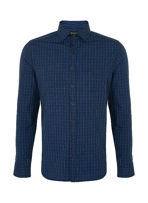 CAMISA INDIVIDUAL ML EGYPTIAN COTTON CONCEPT FIT - AZUL MARINHO XADREZ