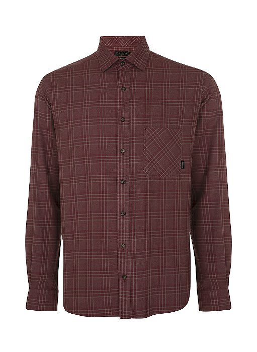 CAMISA INDIVIDUAL ML COTTON PREMIUM COMFORT FIT - XADREZ VINHO