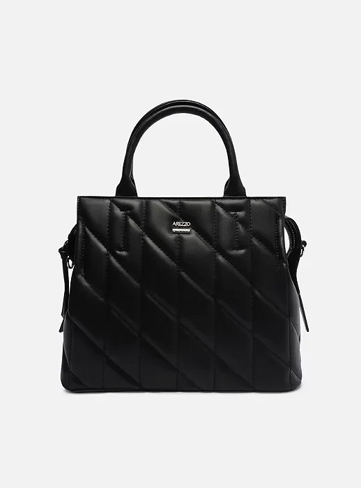 BOLSA SHOPPING AREZZO COSTURAS COURO PRETO