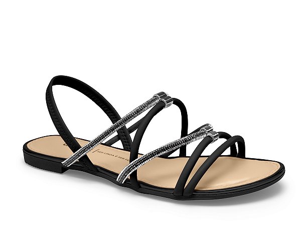 SANDALIA RASTEIRA DAKOTA RIVES PRETO/PRATA Y7411