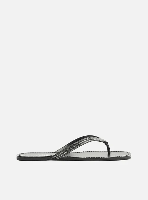 SANDALIA RASTEIRA AREZZO STRASS FLIP-FLOP - PRETO