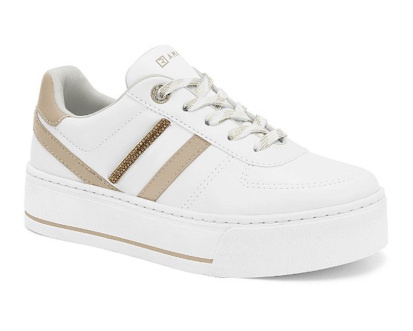 TENIS RAMARIM SNK FLATFORM BCO/NUDE/OURO