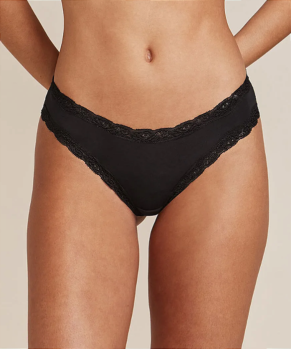 CALCINHA TANGA BRASILEIRA HOPE EM MODAL E RENDA - PRETO - G
