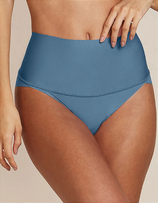 CALCINHA HOPE CINTURA ALTA INVISIVEL EM MICROFIBRA - AZUL AURA - M