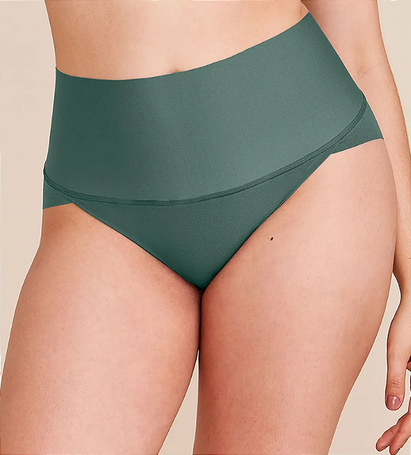 CALCINHA HOPE CINTURA ALTA INVISIVEL EM MICROFIBRA - VERDE BOTANICO - M