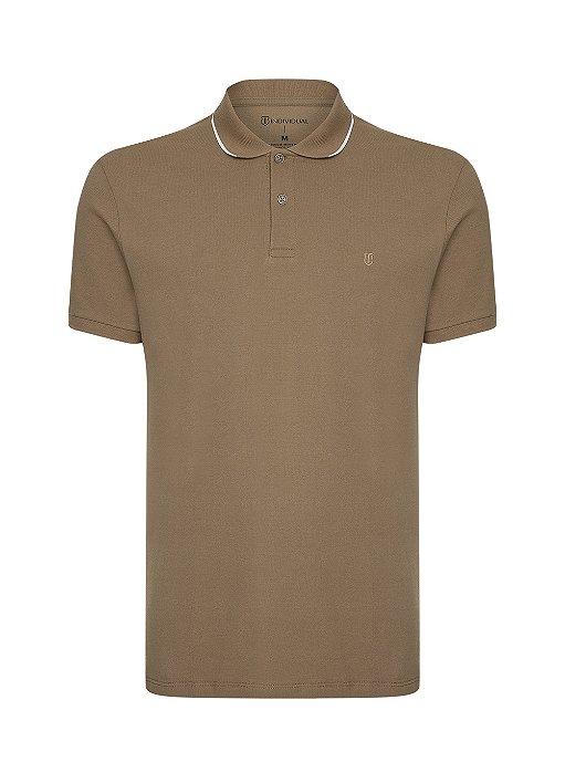 POLO MC INDIVIDUAL BASICO COMFORT FIT - BEGE ESCURO